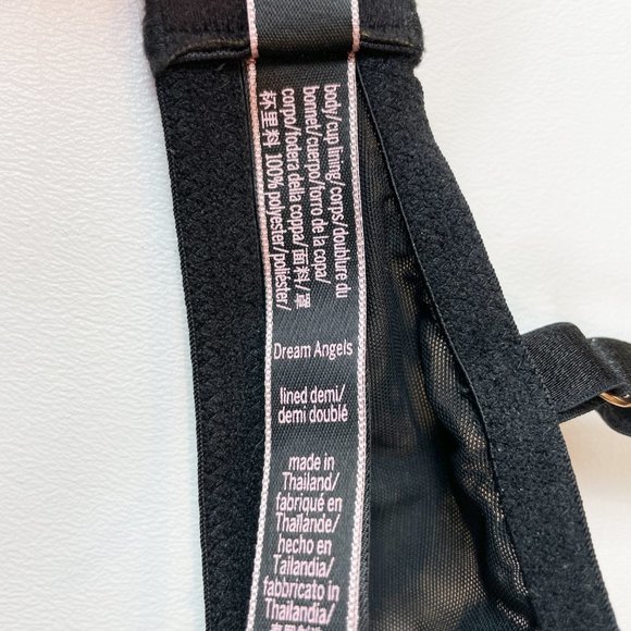 NWOT Victoria's Secret Bra 32DD Dream Angels Lined Demi Black Floral - Picture 7 of 8